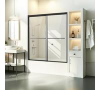 VEVOR Puerta de Bañera Corrediza Doble 1422-1524 x 1524 mm Espesor de 6mm, Negro