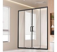VEVOR Puerta de Ducha Semi-sin Marco de 1469-1499x1778mm con Vidrio de 6mm Negro