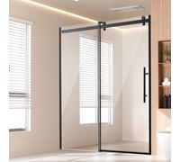 VEVOR Puerta de Ducha sin Marco 1474-1499 x 1905 mm Puerta Corrediza de Vidrio para Ducha con Vidrio Templado SGCC Transparente 8 mm Resistente al Agua con Herrajes de Acero Inoxidable, Negro Mate