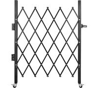 VEVOR Puerta de Seguridad Expandible Plegable Individual 154 x 180 cm Cerca de Escalera de Acero Balanceo de 360° Puerta de Tijera o Puerta con Candado para Hogar, Sótano, Garaje, Negro