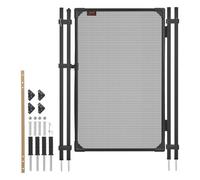 VEVOR Puerta de Seguridad para Piscina 1,2 x 0,75 m, Puerta de Malla Enterrada, Cerradura Automática, con Protectores de Esquinas Redondeados Estacas de Tierra, Multiusos para Jardín Mascota, Negro