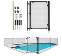 VEVOR Puerta de Seguridad para Piscina 1,2 x 0,75 m, Puerta de Malla Enterrada, con Cerradura de Pestillo Protectores de Esquinas Redondeados Estacas de Tierra de Acero Inoxidable, Malla de PVC, Negro