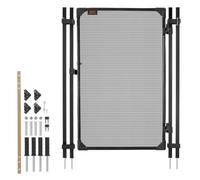 VEVOR Puerta de Seguridad para Piscina 1,2 x 0,75 m, Puerta de Malla Enterrada, con Cerradura de Pestillo Protectores de Esquinas Redondeados Estacas de Tierra de Acero Inoxidable, Malla de PVC, Negro