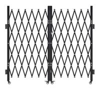 VEVOR Puerta de Seguridad Plegable Doble, Puerta Retráctil de Tijera de Acero 3200 x 1605 mm con Cerradura y Ruedas Giratorias de 360° para Seguridad de Entrada, Garaje, Almacén y Piscina, Negro