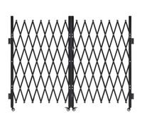 VEVOR Puerta de Seguridad Plegable Doble, Puerta Retráctil de Tijera de Acero 3700 x 1605 mm con Cerradura y Ruedas Giratorias de 360° para Seguridad de Entrada, Garaje, Almacén y Piscina, Negro