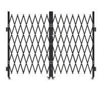 VEVOR Puerta de Seguridad Plegable Doble, Puerta Retráctil de Tijera de Acero 3700 x 1605 mm con Cerradura y Ruedas Giratorias de 360° para Seguridad de Entrada, Garaje, Almacén y Piscina, Negro