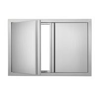 VEVOR Puerta doble de cocina para barbacoa al aire libre, 28x19 pulgadas, puerta vertical acero inoxidable con asas empotradas