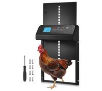 VEVOR Puerta Gallinero Automática con Pantalla, Puerta Automática Gallinero con Función Manual y Temporizador, Aleación de Aluminio, Anti-pinzamiento, Alimentada por Batería, para Gallinas, Negro