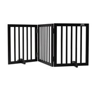 VEVOR Puerta Independiente para Perros, 1530 x 245 x 610 mm, Puerta Plegable de 3 Paneles para Pasillos Anchos y Estrechos, Barrera Expandible para Perros con Soporte Silencioso para Pies, Marrón