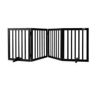 VEVOR Puerta Independiente para Perros, 2040 x 245 x 610 mm, 4 Paneles Plegable para Pasillos Anchos y Estrechos, Barrera Extensible para Perros con Soporte Silencioso para Pies para Interior, Marrón