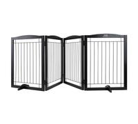 VEVOR Puerta Independiente para Perros, 2450 x 245 x 813 mm, Puerta Independiente para Mascotas, 4 Paneles Plegable para Pasillos Anchos y Estrechos, Barrera Expandible con Soporte Silencioso, Marrón