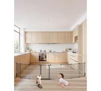 VEVOR Puerta para Bebés, 487,7 cm de Ancho Extra, Puerta para Perros Plegable de 8 Paneles, Apertura con Una Mano, Instalación Entre Dos Paredes o como Cerca, para Escaleras y Puertas, Negro