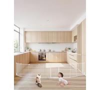 VEVOR Puerta para Bebés, 487,7 cm de Ancho Extra, Puerta para Perros Plegable de 8 Paneles, Apertura con Una Mano, Instalación Entre Dos Paredes o como Cerca, para Escaleras y Puertas, Blanco