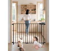 VEVOR Puerta para Bebés, Ancho Ajustable de 75-109,2 cm, Puerta para Perros con Tornillos de 71,1 cm de Alto, sin Barra de Umbral, Apertura con Una Mano, para Seguridad de Niños y Mascotas, Negro