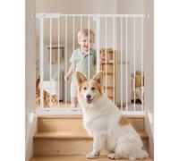 VEVOR Puerta para Bebés, Puerta para Perros de Ancho Ajustable de 65 a 101,6 cm, Kit de Montaje a Presión, Soportes de Pared, Apertura con Una Mano, para Seguridad de Niños y Mascotas, Blanco