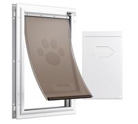 VEVOR Puerta para Mascotas con Sistema de Cerradura y Solapa de PVC con Banda Magnética, Marco de Aluminio de 423 x 697 mm, Instalación en Puertas, Acceso de Mascotas para Perritos y Gatitos, Blanco