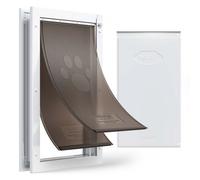 VEVOR Puerta para Mascotas Extragrande, Gatera para Puerta con 2 Solapas Flexibles Magnéticas, Marco Metálico, Resistente a la Intemperie para Perros Gatos Jardín Pared Dormitorio Interior y Exterior