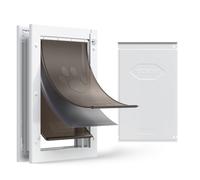VEVOR Puerta para Mascotas Tamaño Grande, Gatera para Puerta Resistente a la Intemperie con 2 Solapas Flexibles Magnéticas, Marco Metálico para Perros Dormitorio Gatos Pared Jardín Interior Exterior