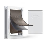 VEVOR Puerta para Mascotas Tamaño Grande, Gatera para Puerta Resistente a la Intemperie con 2 Solapas Flexibles Magnéticas, Marco Metálico para Perros Dormitorio Gatos Pared Jardín Interior Exterior