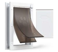 VEVOR Puerta para Mascotas Tamaño Grande, Gatera para Puerta Resistente a la Intemperie con 2 Solapas Flexibles Magnéticas, Marco Metálico para Perros Dormitorio Gatos Pared Jardín Interior Exterior