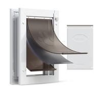 VEVOR Puerta para Mascotas Tamaño Mediano, Gatera para Puerta con 3 Solapas Flexibles Magnéticas, Marco Metálico, Resistente a la Intemperie para Perros Gatos Pared Dormitorio Interior y Exterior