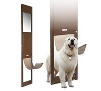 VEVOR Puerta para Perros, Puerta Corrediza de Cristal, Altura Ajustable 1927 a 2040 mm, Marco de Aleación de Aluminio con Bisagras Metálicas Giratorias y Cerradura, Marrón, 2040 x 445 x 20 mm, XL