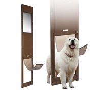 VEVOR Puerta para Perros, Puerta Corrediza de Cristal, Altura Ajustable 1927 a 2040 mm, Marco de Aleación de Aluminio con Bisagras Metálicas Giratorias y Cerradura, Marrón, 2040 x 445 x 20 mm, XL