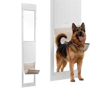 VEVOR Puerta para Perros, Puerta Corrediza de Cristal, Altura Ajustable 2311-2439 mm, Marco de Aleación de Aluminio con Bisagras Metálicas Giratorias y Cerradura, Blanco, 2440 x 445 x 20 mm, XL