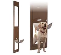 VEVOR Puerta para Perros, Puerta Corrediza de Cristal, Altura Ajustable de 1927-2040 mm, Marco de Aleación de Aluminio con Bisagras Metálicas Giratorias y Cerradura, Marrón, 2040 x 360 x 20 mm, L