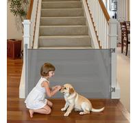 VEVOR Puerta Retráctil 1045x1550 mm, Barrera de Seguridad para Perros con Cierre, Puerta de Malla Permite el Paso sin Tropiezos, para Escaleras Interiores, Puertas, Pasillos, Salas de Juegos, Gris