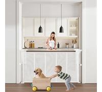 VEVOR Puerta Retráctil hasta 140 cm Alto de 87 cm Barrera de Seguridad Extensible Fácil de Instalar Panel de Malla Transpirable para Escaleras Interiores, Puertas, Pasillos, Salas de Juegos, Blanco