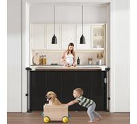 VEVOR Puerta Retráctil 140 x 87 cm Barrera de Seguridad para Mascotas, Negro