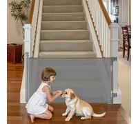 VEVOR Puerta Retráctil 158 x 87 cm, Barrera de Seguridad para Perros con Cierre, Puerta de Malla Permite el Paso sin Tropiezos, para Escaleras Interiores, Puertas, Pasillos, Salas de Juegos, Gris