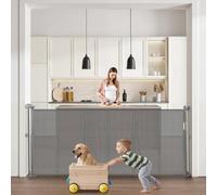 VEVOR Puerta Retráctil 180 x 87 cm Barrera de Seguridad para Mascotas, Gris