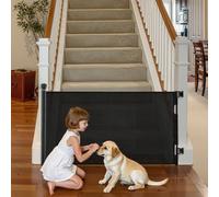 VEVOR Puerta Retráctil 2020x1045 mm, Barrera de Seguridad para Perros con Cierre, Puerta de Malla Permite el Paso sin Tropiezos, para Escaleras Interiores, Puertas, Pasillos, Salas de Juegos, Negro