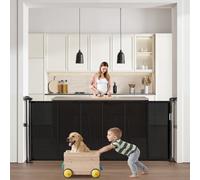 VEVOR Puerta Retráctil hasta 180 cm Alto de 87 cm Barrera de Seguridad Extensible Fácil de Instalar Panel de Malla Transpirable para Escaleras Interiores, Puertas, Pasillos, Salas de Juegos, Negro