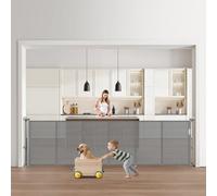 VEVOR Puerta Retráctil hasta 280 cm Alto de 87 cm Barrera de Seguridad Extensible Fácil de Instalar Panel de Malla Transpirable para Escaleras Interiores, Puertas, Pasillos, Salas de Juegos, Gris