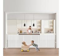 VEVOR Puerta Retráctil hasta 280 cm Alto de 87 cm Barrera de Seguridad Extensible Fácil de Instalar Panel de Malla Transpirable para Escaleras Interiores, Puertas, Pasillos, Salas de Juegos, Blanco