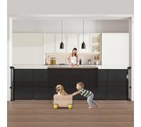 VEVOR Puerta Retráctil hasta 280 cm Alto de 87 cm Barrera de Seguridad Extensible Fácil de Instalar Panel de Malla Transpirable para Escaleras Interiores, Puertas, Pasillos, Salas de Juegos, Negro