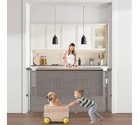 VEVOR Puerta retráctil para bebé, 870 mm de Alto, se extiende hasta 1400 mm de Ancho, Puerta retráctil para niños o Mascotas, Material de Malla, fácil de Instalar para escaleras Interiores, Puertas