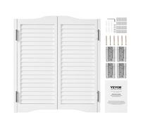 VEVOR Puertas Batientes para Cafetería, Puerta Interior con Arco Superior de Doble Acción 900 x 28 x 900 mm de Madera de Pino con Bisagras y Herrajes para Pasillo, Cocina, Bar, Color Blanco