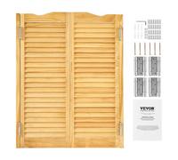 VEVOR Puertas Batientes para Cafetería, Puerta Interior con Arco Superior de Doble Acción 907 x 28 x 1060 mm de Madera de Pino con Bisagras y Herrajes para Pasillo, Cocina, Bar, Color Madera