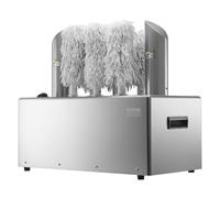 VEVOR Pulidora de Copas de Vino con 8 Cepillos Pulidora de Copas Eléctrica Comercial de 660 tazas/hora para Copas de Champán, Vasos de Cerveza, Jarras, para Bares, Restaurantes, Cocinas, Plata