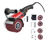 VEVOR Pulidora de Metales Eléctrica de Mano de Superficies, 1200 W y 6 Velocidades Variables, con 4 Ruedas de Pulido de Fibra para Acero Inoxidable y Metales no Ferrosos, 450 x 210 x 210 mm, Rojo