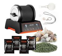 VEVOR Pulidora Eléctrica de Piedras, Carga de 0,9 kg, 4 Niveles Velocidad, con Piedras Preciosas en Bruto y Granos de Pulido, Temporizador de Pulido de 9 Días y Panel de Control Intuitivo, Negro