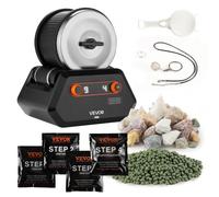 VEVOR Pulidora Eléctrica para Piedras, Carga de 1,36 kg, 4 Niveles, con Piedras Preciosas en Bruto y Granos de Pulido, Temporizador de Pulido de 9 Días y Panel de Control Intuitivo, Color Negro