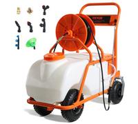VEVOR Pulverizador de Césped con Ruedas, Presión Ajustable 0-90 PSI, Pulverizador con Tanque de 60 L con 8 Boquillas, 2 Varitas, Tapa de Boca Ancha para Jardín, Desmalezado, Pulverización