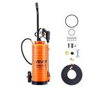 VEVOR Pulverizador de Hormigón Industrial con Carro, Pulverizador de Acero Inoxidable de Aprox. 13,2 L, Presión de 25-60 PSI, Depósito 24 x 21 x 68 cm, 2 Boquillas de Latón, para Construcción, Jardín