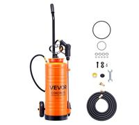 VEVOR Pulverizador de Hormigón Industrial con Carro, Pulverizador de Acero Inoxidable de Aprox. 13,2 L, Presión de 25-60 PSI, Depósito 24 x 21 x 68 cm, 2 Boquillas de Latón, para Construcción, Jardín