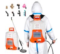 VEVOR Pulverizador de Mochila a Batería de 16 L, Mochila Pulverizadora con 8 Boquillas y 2 Lanzas Telescópicas, Presión Ajustable de 90 PSI, Autonomía de 4 a 6 Horas, para Césped, Riego, Jardinería